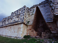Back of Governor's Palace at Uxmal Ruins - uxmal mayan ruins,uxmal mayan temple,mayan temple pictures,mayan ruins photos